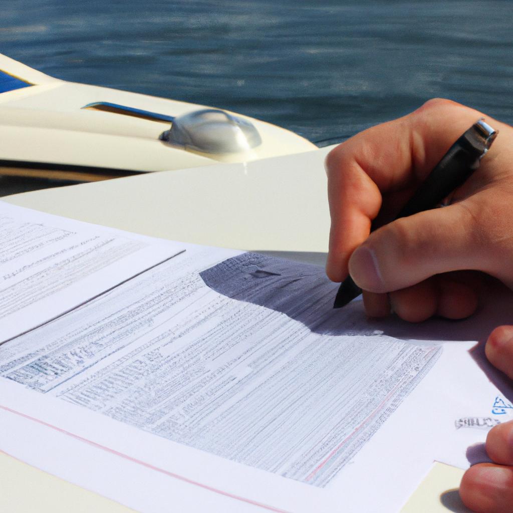 Person signing boat finance documents