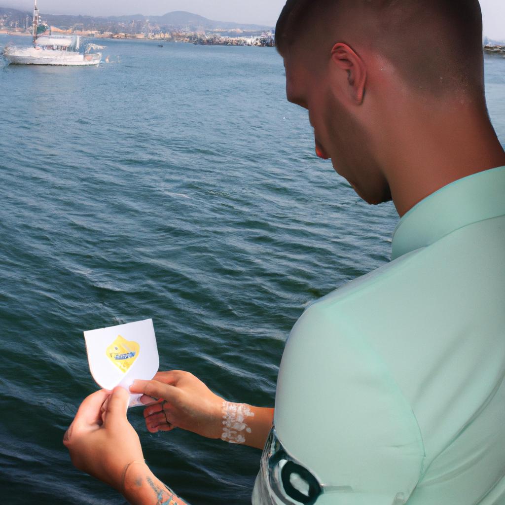 Person holding yacht club invitation